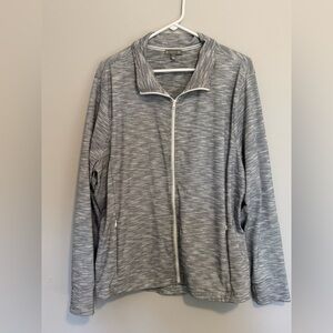 T By Talbots Women’s 2X Zipper Jacket Pockets Heather Gray Long Sleeve Collared